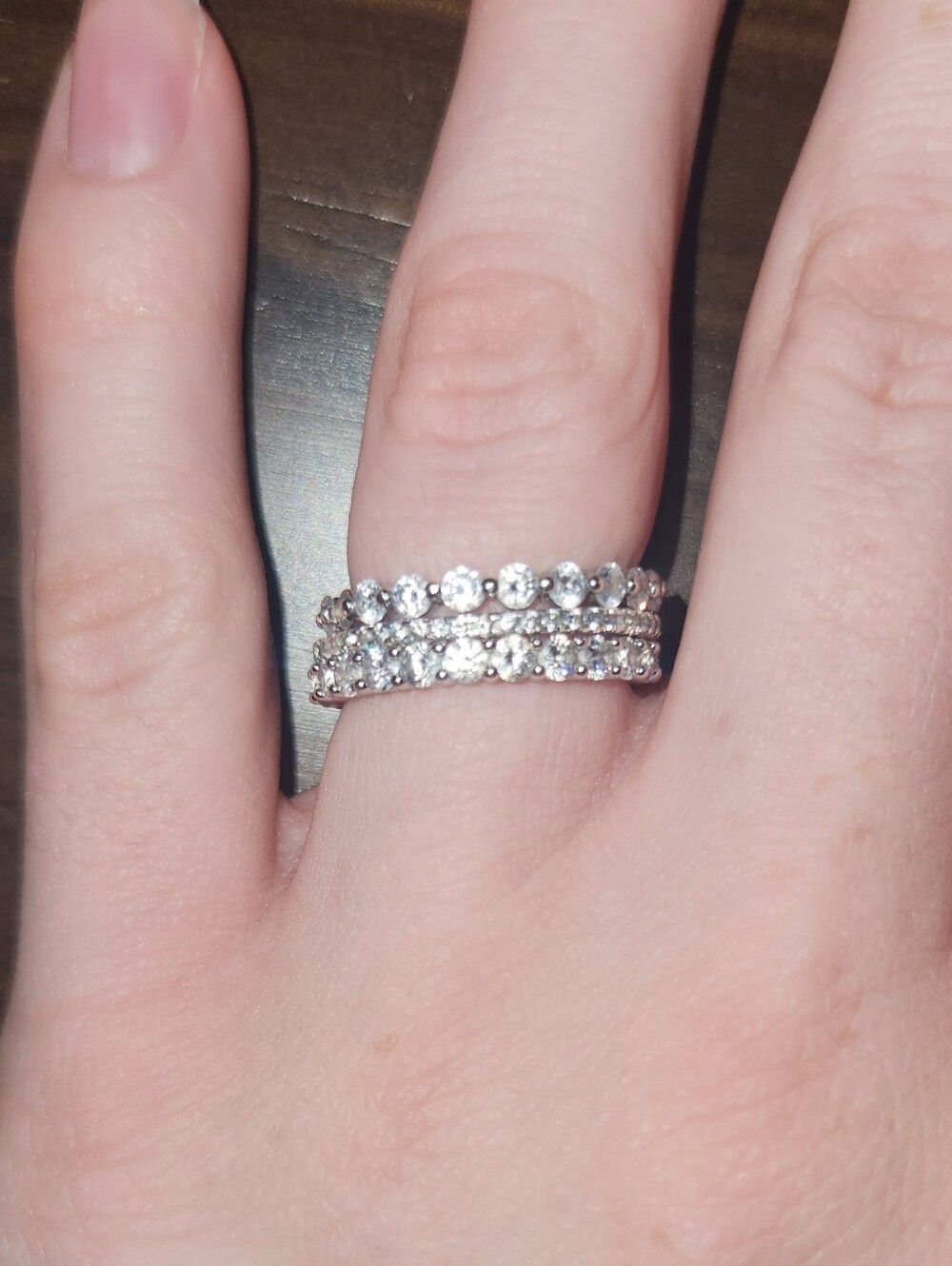 Sterling Silver Pavé Stackable Ring Set with Clear Crystals